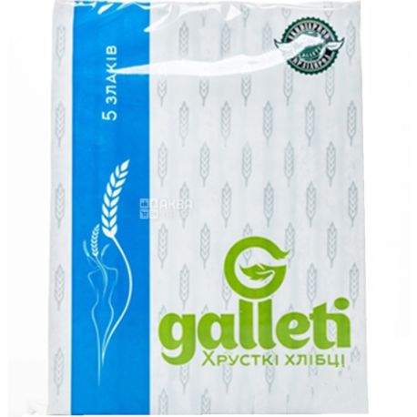 Galleti, 5 злаков, 100 г, Хлебцы хрустящие