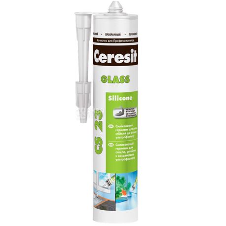Ceresit Glass CS 23, 280 мл, Герметик силіконовий, для скла, прозорий