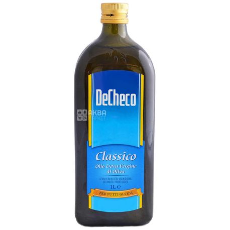 DeCheco Сlassico, Еxtra vergine, 1 л, Масло оливковое, стекло