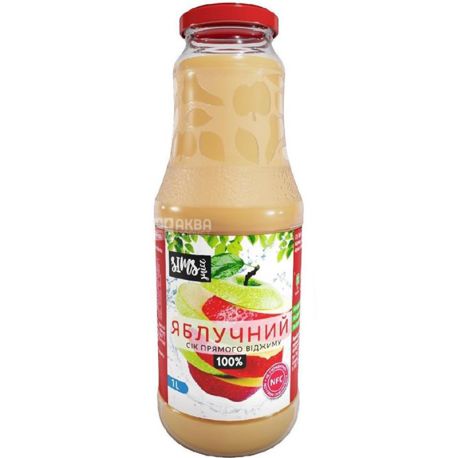 Sims juice, 1 л, Сік яблучний 100%, прямого віджиму, скло