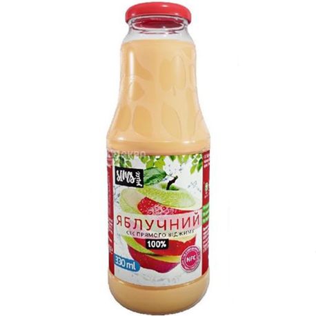 Sims juice, 0,33 л, Сік яблучний 100%, прямого віджиму, скло