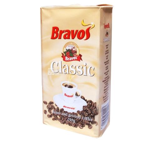 Bravos Classic, 250 г, Кофе Бравос, 100% Робуста, средней обжарки, молотый