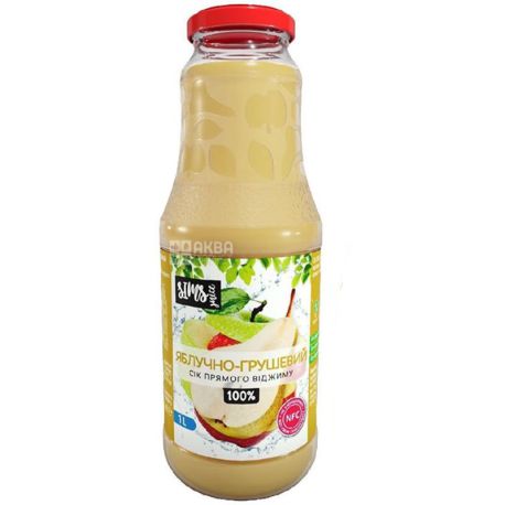 Sims juice, 1 л, Сок яблочно-грушевый 100%, сок прямого отжима, стекло