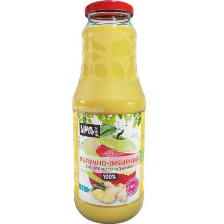 Sims juice, 1 л, Сок яблочно-имбирный 100%, прямого отжима, стекло
