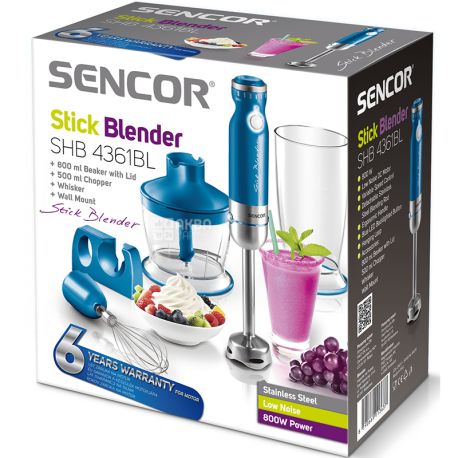 Sencor SHB4361B, Стаціонарний блендер з насадками, синій, 800 Вт