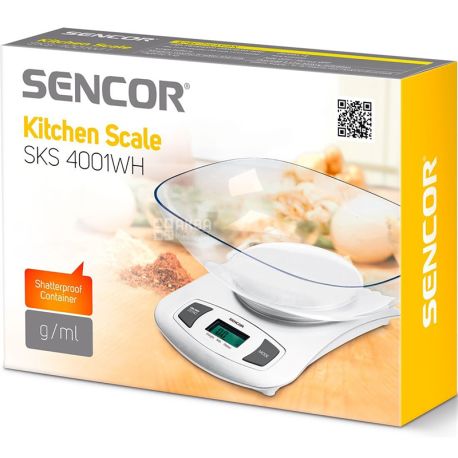 Sencor SKS4001WH, Весы кухонные с чашей, до 5 кг