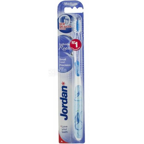 Jordan, Individual Reach, Medium hard toothbrush, assorted