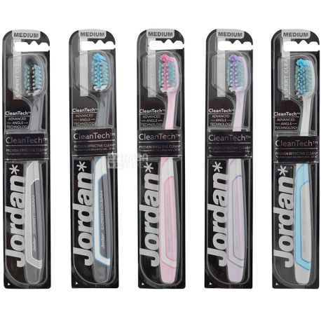Jordan, Expert Clean, Medium hard toothbrush, assorted