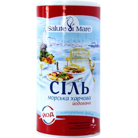 Salute di Mare, 350 г, Сіль морська харчова, йодована, дрібного помелу, в сільниці