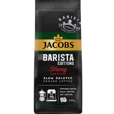 Jacobs Barista Strong, 225 г, Кофе Якобс Бариста Стронг, молотый