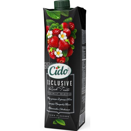 Cido, Суниця-Журавлина, 1 л, Напій Сідо, соковмісний