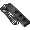 Мережевий фільтр 2Е на 3 розетки Schuko із захистом, 2 х USB 2.1А, 3G1.5 х 1.8м, чорний