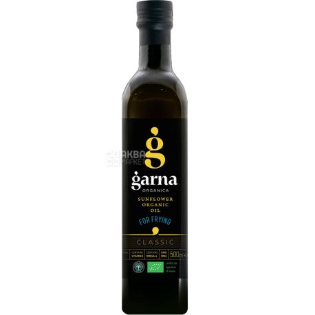 Garna Organica, 0,5 л, Масло подсолнечника для жарки, рафинированное, вымороженное