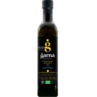 Garna Organica, 0,5 л, Масло подсолнечника для жарки, рафинированное, вымороженное