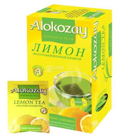 Alokozay, 25 пак, Чай зеленый Алокозай, с лимоном
