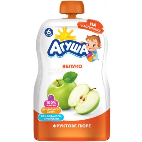 Агуша, 90 г, Пюре, Яблуко, з 6 місяців