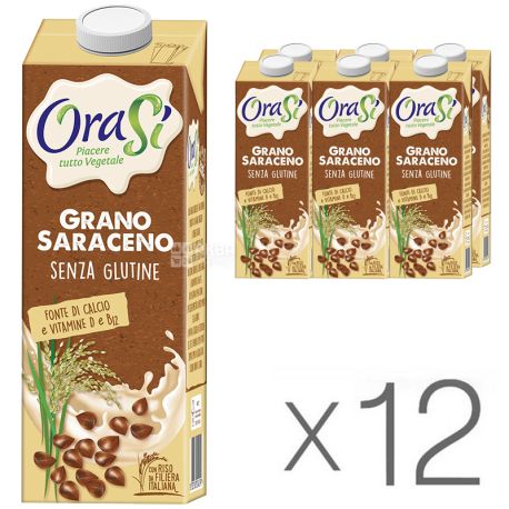 Orasi, Упаковка 12 шт. х 1 л, Ораси, Напиток Гречнево-рисовый, готовый к употреблению