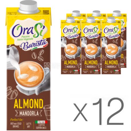 OraSi Barista Almond, Упаковка 12 шт. х 1 л, Соевый напиток Ораси Бариста, Миндаль