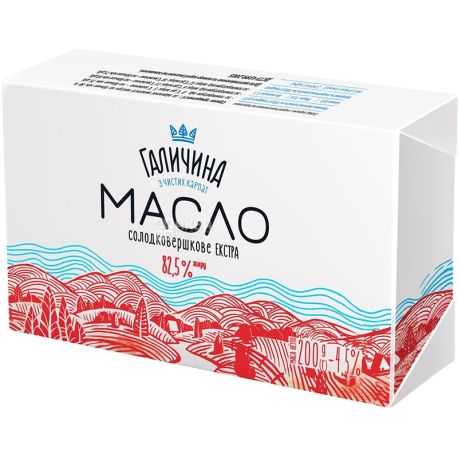 Галичина, 200 г, Масло солодковершкове, екстра, 82.5%