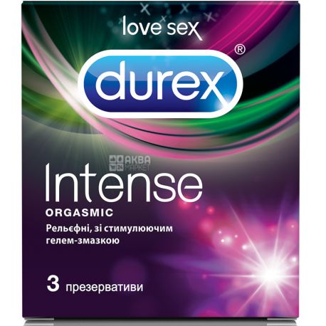 Durex Intense Orgasmic, 3 шт., Презервативы рельефные с силиконовой смазкой