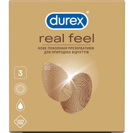Durex Real Feel, 3 шт., Презервативи для природних відчуттів