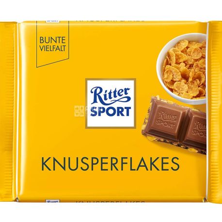 Ritter Sport, Knusperflakes, 100 г, Молочний шоколад з кукурудзяними пластівцями