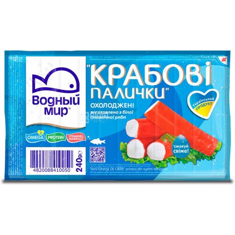Водний світ, 240 г, Крабові палички охолоджені