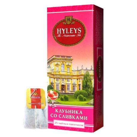 Hyleys Strawberry with Cream, 25 пак, Чай черный Хэйлис, Клубника со сливками