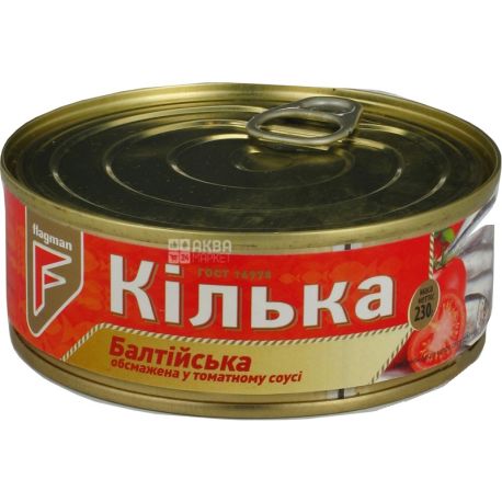 Flagman, 230 г, Килька Балтийская, обжаренная, в томатном соусе