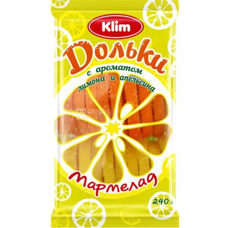 Klim, 240 г, Мармелад дольки, лимон і апельсин