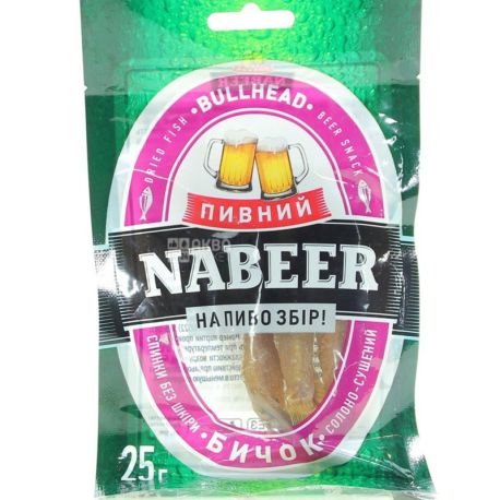 Пивний Nabeer, 25 г, Бычок солено-сушеный без шкурки