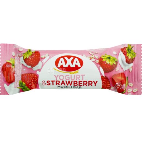 AXA, 25 г, Батончик зерновой, со вкусом йогурта и клубники
