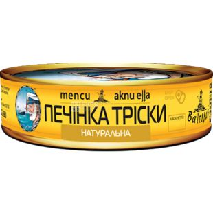 Baltijas, 120 г, Печень трески натуральная, с ключом
