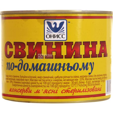 Онисс, 350 г, Свинина по-домашнему, Тушенка