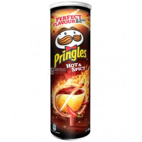 Pringles, Hot & Spicy, 165 г, Чипсы Жгучий перец Чили, тубус