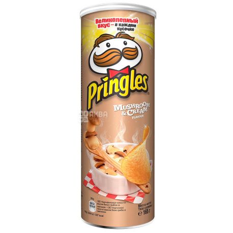 Pringles, Mushroom & Cream, 165 г, Чіпси Білі гриби зі сметаною, тубус