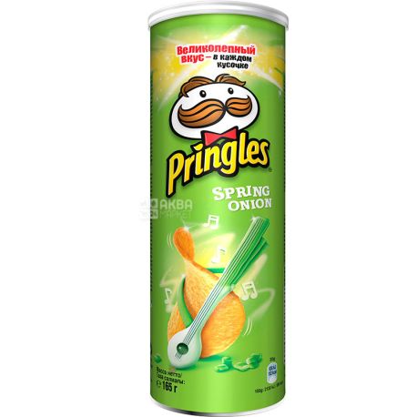 Pringles, 165 г, Чіпси картопляні, Зелена цибуля, тубус