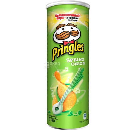 Pringles, 165 г, Чипсы картофельные, Зеленый лук, тубус