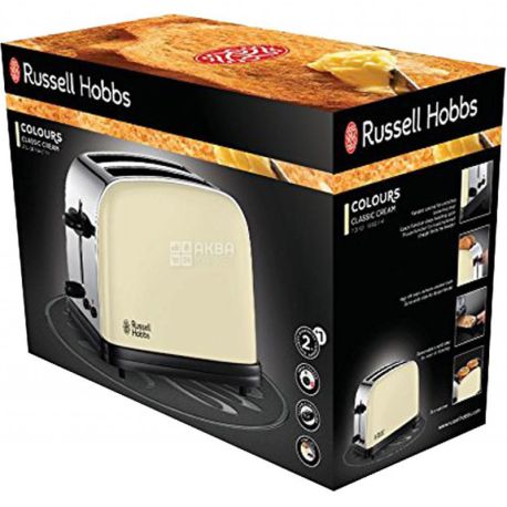 Russell Hobbs 23334-56 Colours Classic Cream, Тостер з функцією розморожування, 1100 Вт