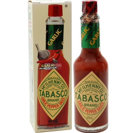 Tabasco, Garlic Pepper Sauce, 60 мл, Соус червоний з часником