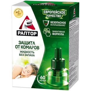 Раптор, 35 мл, Жидкость от комаров, без запаха, 60 ночей
