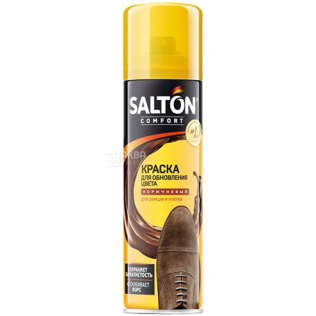 Salton, 250 мл, Салтон, Аэрозоль-краска для замши и нубука, коричневый