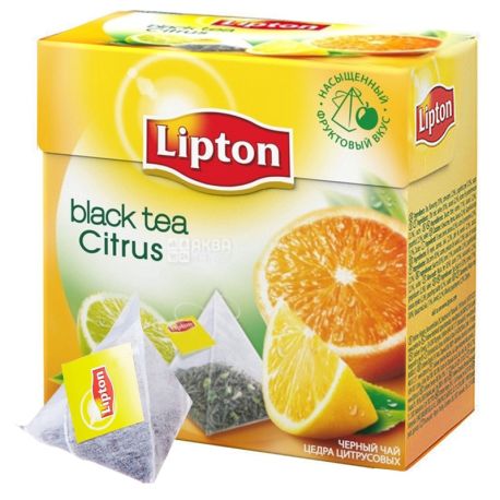 Lipton, Citrus black tea, 20 шт., Чай Ліптон, Цитрусовий Чорний чай, Чорний
