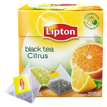 Lipton, Citrus black tea, 20 шт., Чай Ліптон, Цитрусовий Чорний чай, Чорний