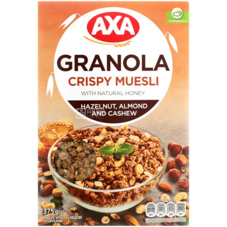Axa, Granola Crispy Muesli, 270 г, Мюсли хрустящие медовые с орехами