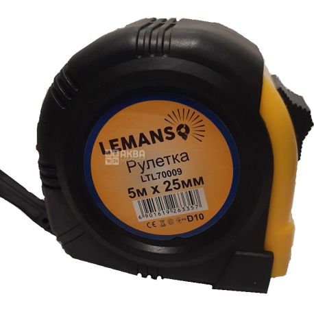 Lemanso, Tape Measure, LTL70009, 5m x 25mm, yellow-black