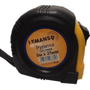 Lemanso, LTL70009, Лемансо, Рулетка, 5м x 25мм, жёлтая-черная