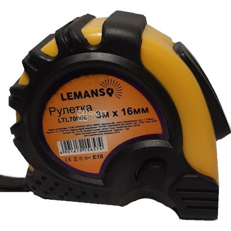 Lemanso, LTL70006, Рулетка, 3 м x 16 мм, жовта-чорна