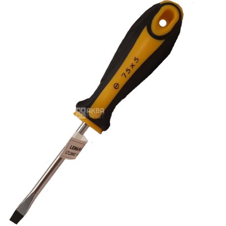 Lemanso, LTL30003, screwdriver flat, 5 x 75 mm, yellow-black