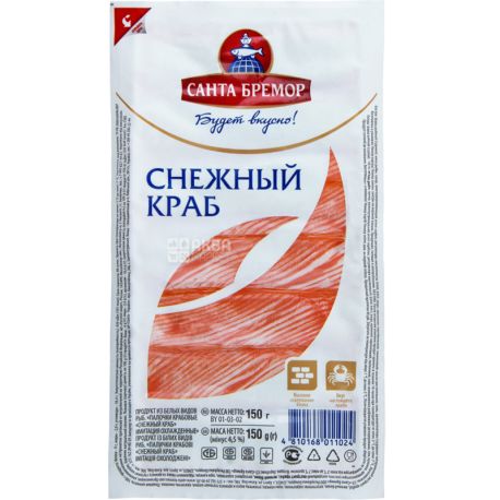 Санта Бремор, 150 г, Крабовые палочки Снежный краб, охлажденные